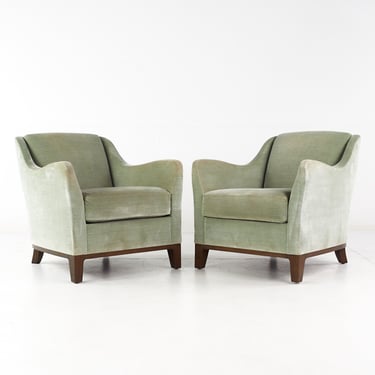 Holly Hunt Contemporary Sage Green Lounge Armchairs - Pair - Contemporary 