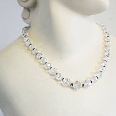 Vintage Clear Crystal Bead Necklace 