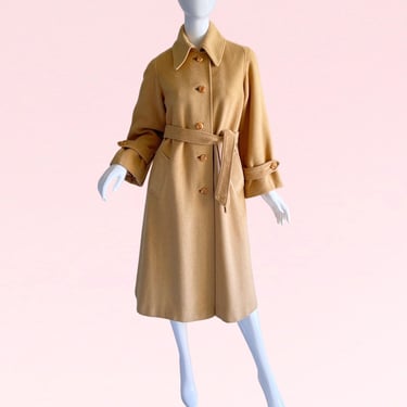 Timeless Elegance Revived: Step into Nostalgia with Our Exquisite 1970s Vintage Regency Camel Hair Wrap Coat 