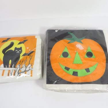 Vintage Paper Halloween Party Napkins - 1988 Party House Halloween Pumpkin Jack O Lantern Paper Napkins E.X. Kalla 