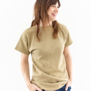 Vintage Tan Tee T-Shirt | Unisex Short Sleeve Boatneck Tee | European Cotton | S M | TT1 