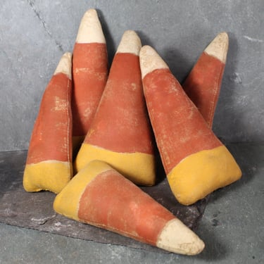 Rustic Fabric Candy Corn Decorations for Fall | Primitive Halloween Decor | Set of 6 Candy Corn Decorations | Bixley Shop 