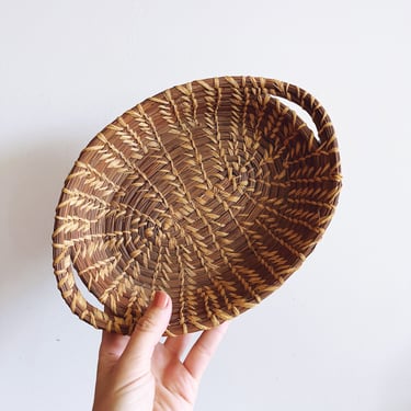 Vintage Woven Pine Needle Basket 
