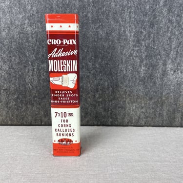 Cro-Pax Adhesive Moleskin tin - vintage 1970s packaging 