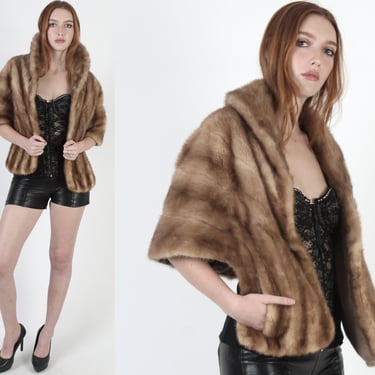 Real Vintage Mink Stole With Fur Under Collar 