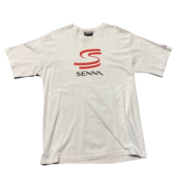 (XL) White Senna Racing T Shirt 071622 AZ