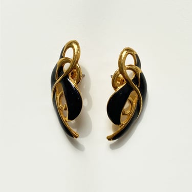 Clef Black and Gold Earrings