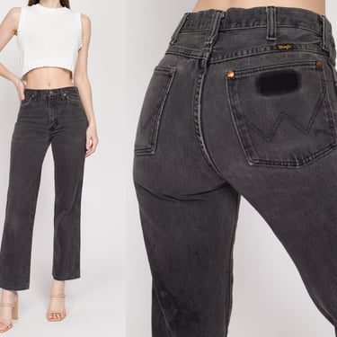 29" Waist 90s Wrangler Faded Black Mid Rise Jeans | Vintage Unisex Cotton Denim Straight Leg Jeans 