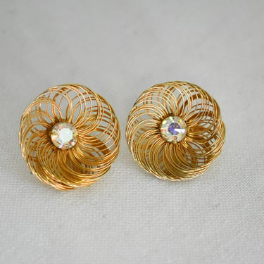 1960s/70s Sarah Coventry Wire Flower Clip Earrings 
