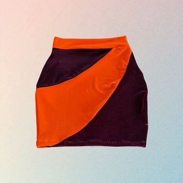 Color Block Velvet Mini Skirt 
