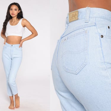 Skinny Lee Jeans 80s Jeans Light Blue High Waist Jeans 1980s High Waisted Denim Pants Vintage Extra Small xs 