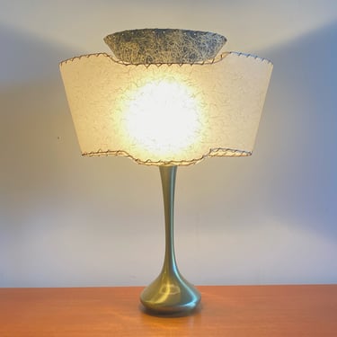 Brushed Brass Laurel Genie Lamp w/ Double Fiberglass Shade