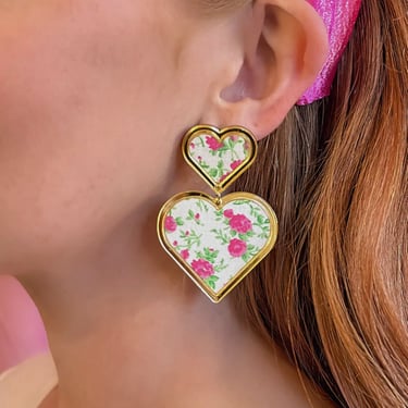 Sample Sale Pink Floral Heart Earrings