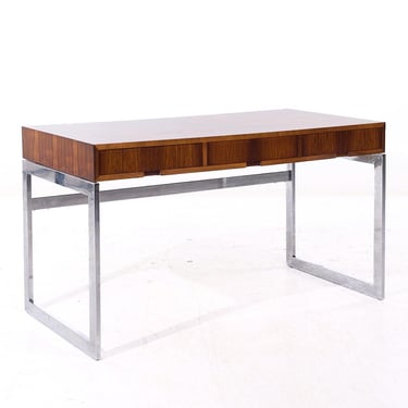 Milo Baughman Style Mid Century Rosewood and Chrome Desk - mcm 