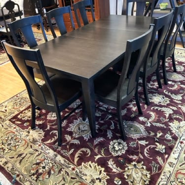&quot;Louisa&quot; Dining Table, Two 18&quot; Leaves &amp; 8 &quot;Barnes&quot; Chairs in Dark Chestnut Maple from Bassett Furniture