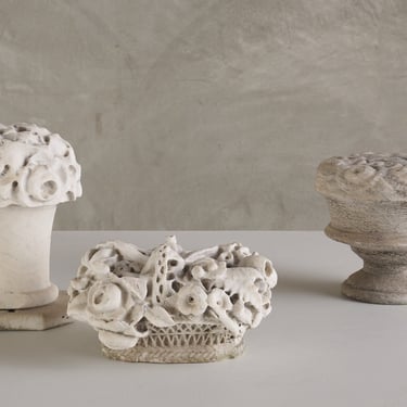 WELL WEATHERED CARVED MARBLE FLOWER ARRANGEMENTS