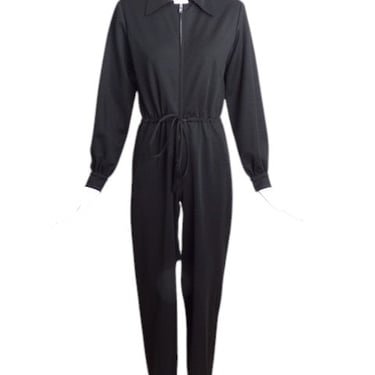 YVES SAINT LAURENT- 1970s Black Knit Jumpsuit, Size 10