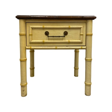 Vintage Faux Bamboo Nightstand by American of Martinsville FREE SHIPPING One Wood & Yellow Hollywood Regency Coastal Style End Table 