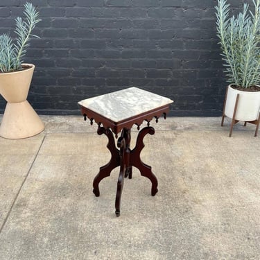 Antique Mahogany Side Table with Marble Top, c.1950’s 