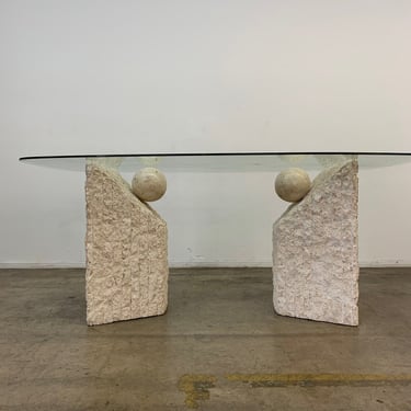 Tessellated stone and glass dining table 