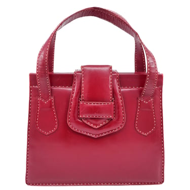 1960s Red Leather Topstitch Handbag