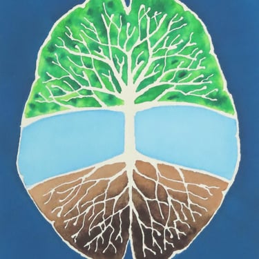 Deep Root and Branch Brain -  original watercolor painting - neuroscience art 