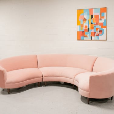 Aria 3 Piece Curved Sofa in Royale Blush