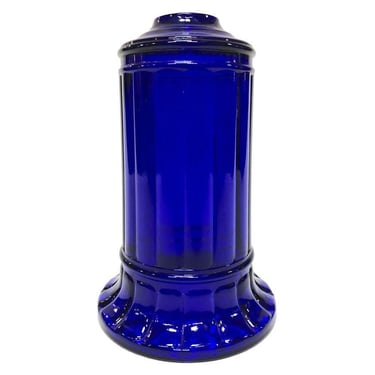 Vianne Art Deco Ripped Cylinder Cobalt Art Glass Light Up Lamp Base 