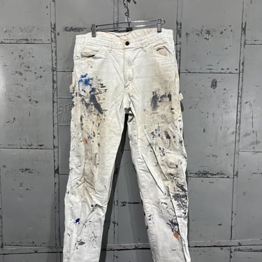 90s Dickies Straight Paint Splattered painter pants  Workwear white Well-Worn sherman Williams 