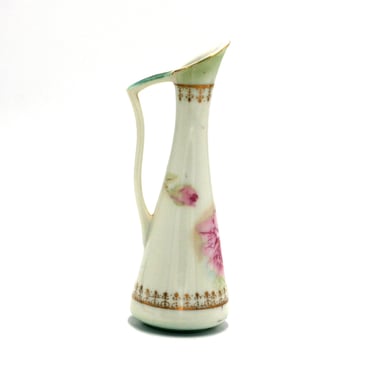 vintage Lefton small vase with pink roses 