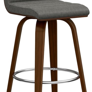 Roland Modern 24" Swivel Counter Stool Grey Linen Look Fabric FFW258-700