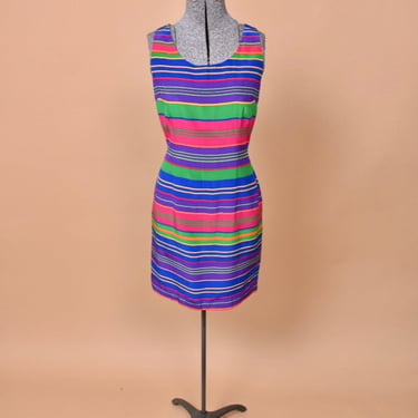 Rainbow Candy Stripes Silk Tank Dress By Tracy M., M