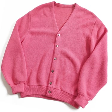 vintage pink cardigan / fuzzy cardigan / 1960s pink alpaca wool knit Kurt Cobain grunge cardigan Large 