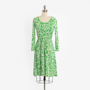 Vintage 70s green knit wrap dress 