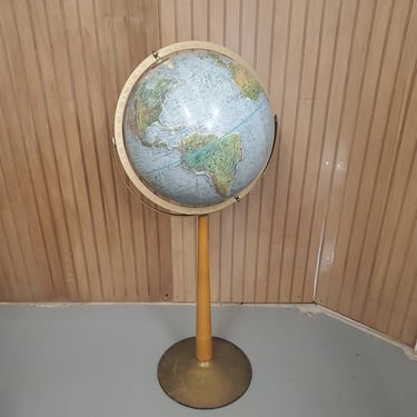 Vintage 12-Inch Replogle Globe on Mid Century Modern Stand