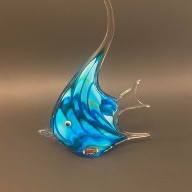 Murano Italy Hand Blown Glass Angel Fish Sculpture 