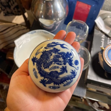 Chinoiserie Blue and White Dragon Trinket Box