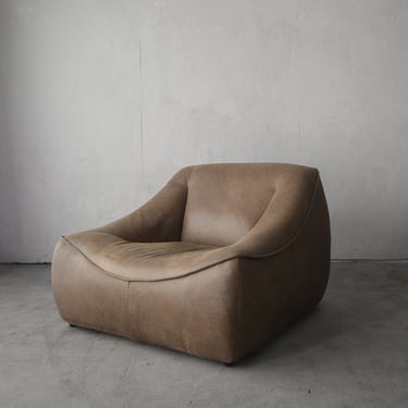 Oversized Vintage Leather Chair after Gerard Van Den Berg 