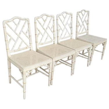 4 Faux Bamboo Chinese Chippendale Dining Chairs 