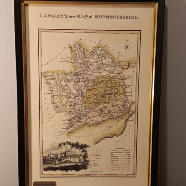 1817 Map | Langley's new Map of Monmouthshire | Antique Map of County in Wales 