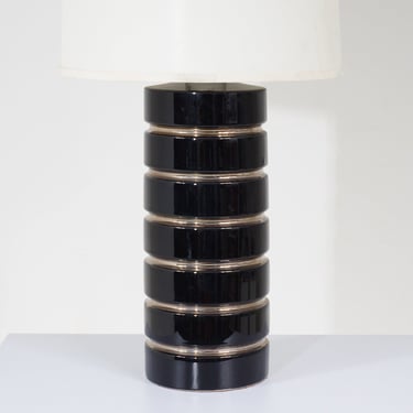 Black and Chrome Ribbed Lamp 