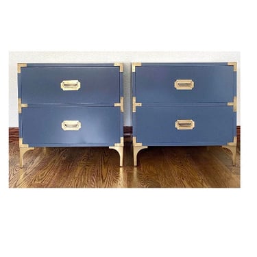 CUSTOMIZABLE A pair of Bernhardt Campaign End Stands/Bedside Tables/Night Stands 
