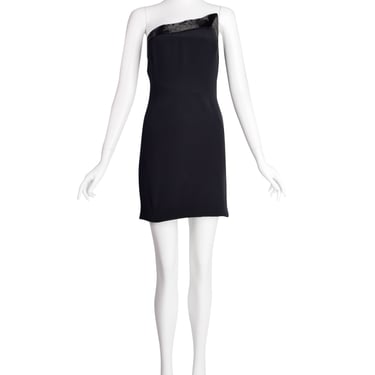Gucci Vintage 1990s Black Silk Asymmetric Beaded Mini Dress