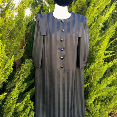 1950s Amy Adams Black Striped Dress/Overcoat 