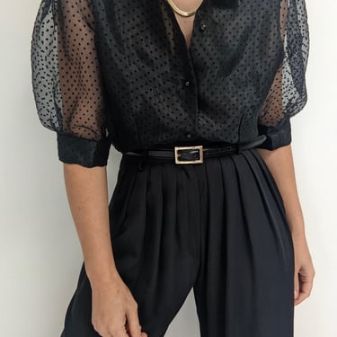 Beautiful Onyx Polka Dot Organza Blouse