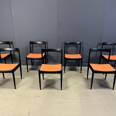 Mid century Belgian dining chairs, 1960s - set of 7 - vintage design dining chairs - ebonized dining chairs 