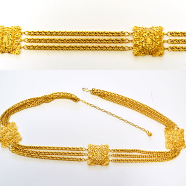 70s Vintage Gold Chain Belt Gold Metallic Chain Belt size SMALL Medium Large Gold Chain Wedding Belt Metallic Gold Party Chain Belt 