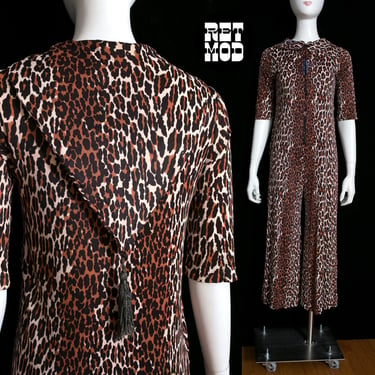 Fantastic Vintage 60s 70s Leopard Animal Print Nylon Jumpsuit - AS IS 