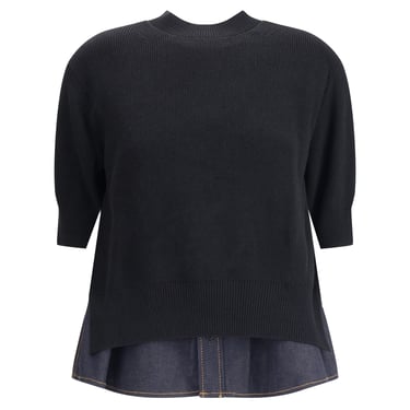 Sacai Women Denim Detail Sweater