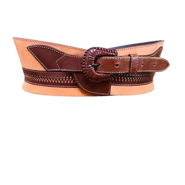 Vintage Linea Pelle Brown Nubuck Leather "Corset" Belt